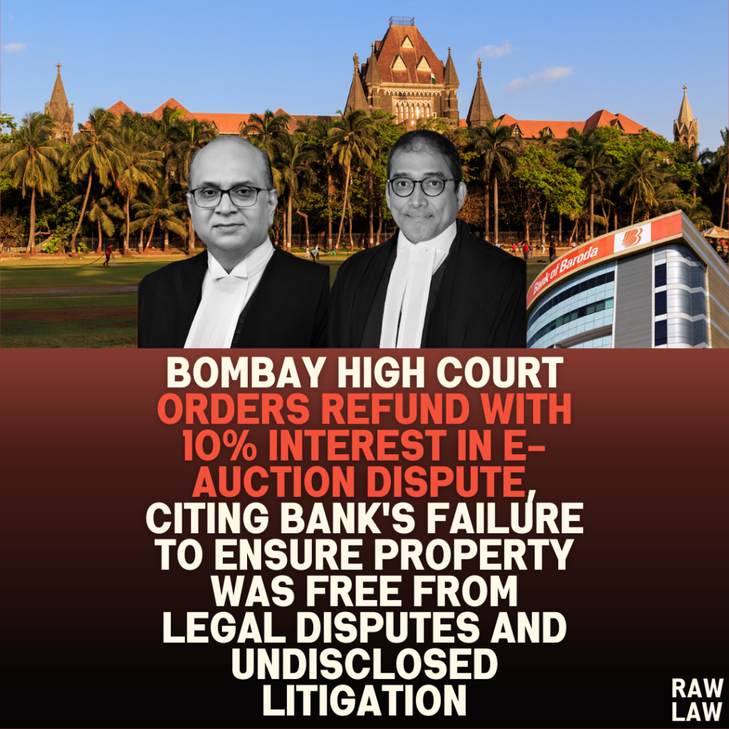 Bombay High Court Orders Refund with 10% Interest in E-Auction Dispute, Citing Bank’s Failure to Ensure Property Was Free from Legal Disputes and Undisclosed Litigation