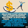 Delhi High Court Upholds FIR Alleging Deceptive Inducement in Investment Fraud: "Withdrawal of Prior Complaint Does Not Preclude FIR Registration Where Cognizable Offense is Disclosed"