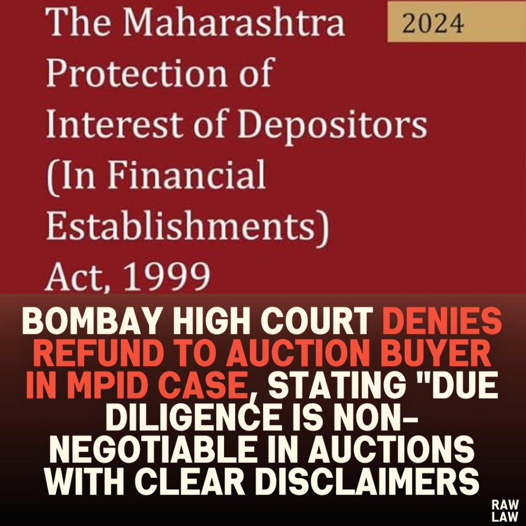 Bombay High Court Denies Refund to Auction Buyer in MPID Case, Stating “Due Diligence is Non-Negotiable in Auctions with Clear Disclaimers