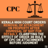 Kerala High Court Orders Removal of Attachment on Property After Dismissal of Suit for Default, Clarifying the Effect of Order 38 Rule 9 of CPC on Attachments Before Judgment