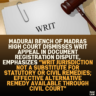 Madurai Bench of Madras High Court Dismisses Writ Appeal in Document Registration Dispute, Emphasizes "Writ Jurisdiction Not a Substitute for Statutory or Civil Remedies; Effective Alternative Remedy Available Through Civil Court"