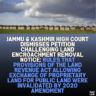 Jammu & Kashmir High Court Dismisses Petition Challenging Land Encroachment Removal Notice: Rules That Provisions of the Land Revenue Act Allowing Exchange of Proprietary Land for Public Land Were Invalidated by 2020 Amendment