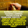 Bombay High Court Quashes Criminal Prosecution in Franchise Dispute: "Civil Dispute Over Security Deposit and Commission Cannot Be Dressed as Cheating or Breach of Trust"