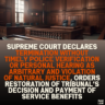 Supreme Court Declares Termination Without Timely Police Verification or Personal Hearing as Arbitrary and Violation of Natural Justice, Orders Restoration of Tribunal’s Decision and Payment of Service Benefits