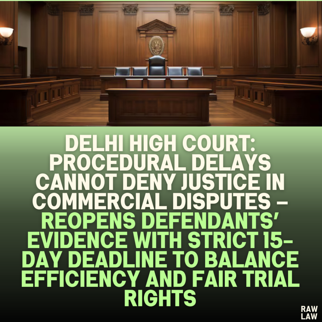 Delhi High Court: Procedural Delays Cannot Deny Justice in Commercial Disputes – Reopens Defendants’ Evidence with Strict 15-Day Deadline to Balance Efficiency and Fair Trial Rights