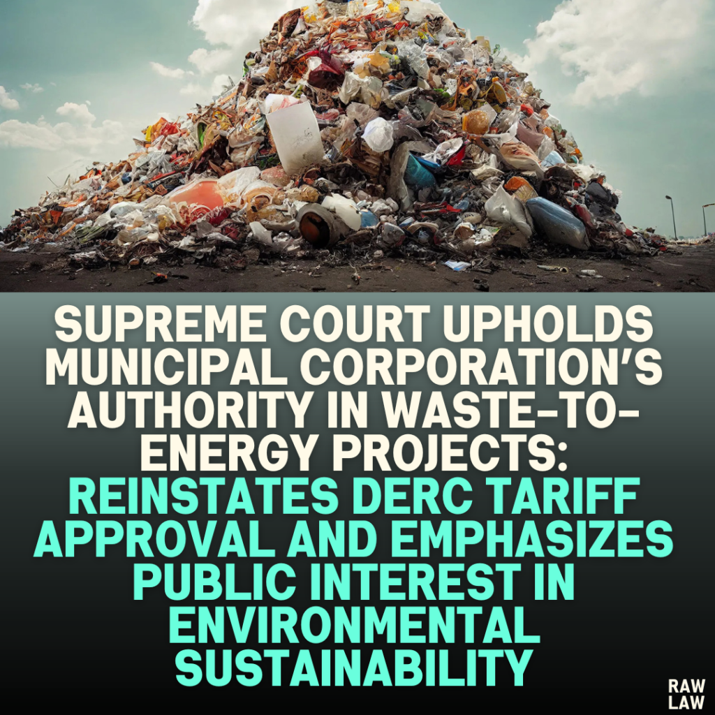 Supreme Court Upholds Municipal Corporation’s Authority in Waste-to-Energy Projects: Reinstates DERC Tariff Approval and Emphasizes Public Interest in Environmental Sustainability