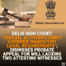 Delhi High Court: "Judicial Activism Cannot Override Mandatory Legal Requirements"; Dismisses Probate Appeal for Will Lacking Two Attesting Witnesses