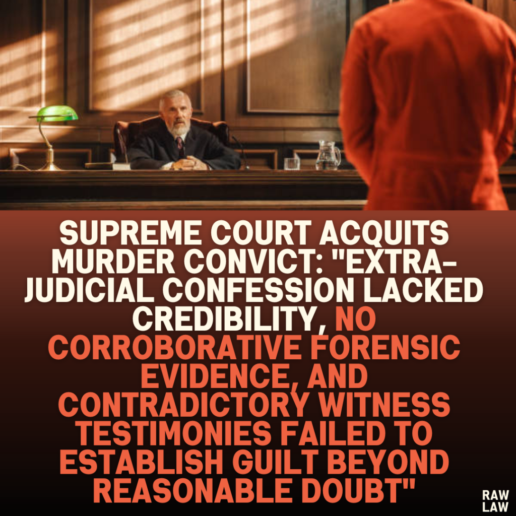 Supreme Court Acquits Murder Convict: "Extra-Judicial Confession Lacked Credibility, No Corroborative Forensic Evidence, and Contradictory Witness Testimonies Failed to Establish Guilt Beyond Reasonable Doubt"