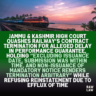 Jammu & Kashmir High Court Quashes Railway’s Contract Termination for Alleged Delay in Performance Guarantee, Holding “Excluding Issuance Date, Submission Was Within Time, and Non-Issuance of Mandatory Notice Renders Termination Arbitrary” While Refusing Reinstatement Due to Efflux of Time