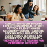 Kerala High Court Directs Expeditious Disposal of Writ Petition Filed by Higher Secondary School Teachers Seeking Regularisation of Guest Period Services and Restoration of Seniority — “Representative Hearing for Petitioners Ordered