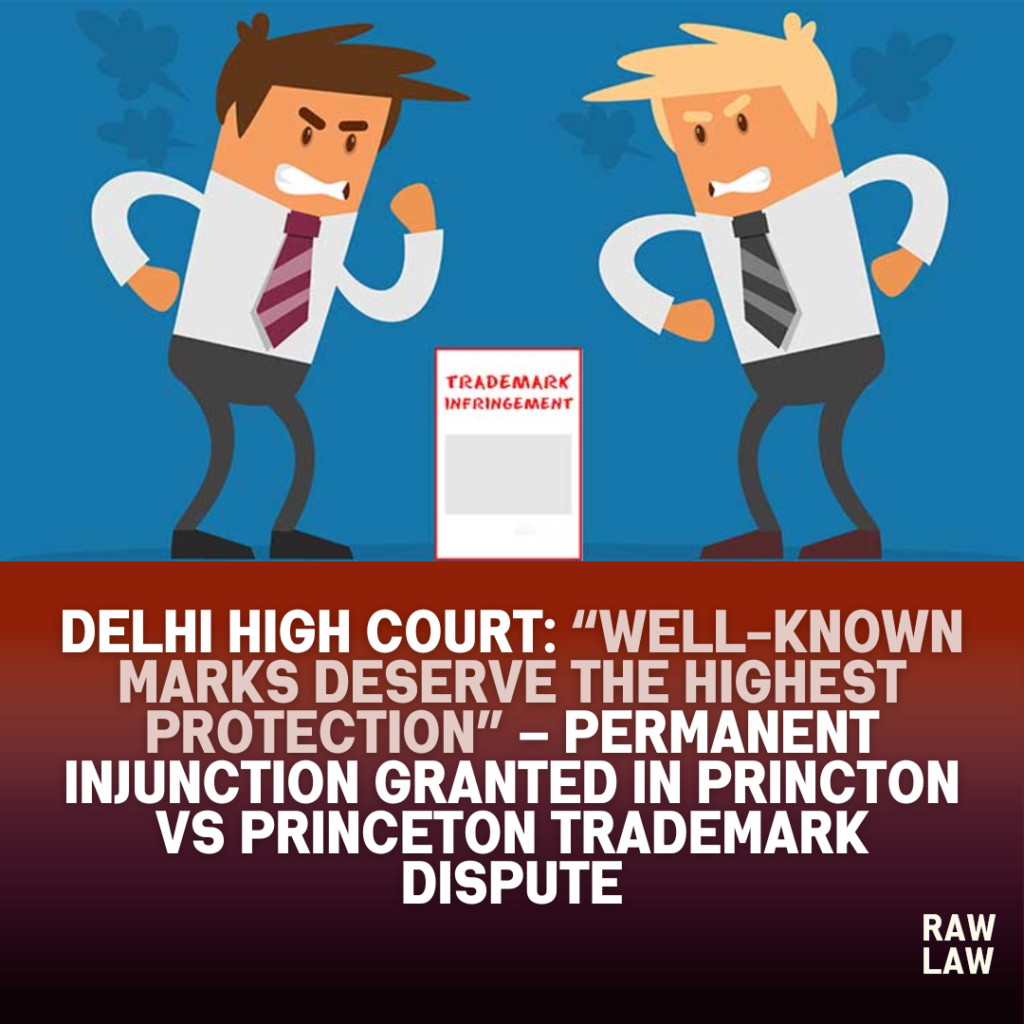 Delhi High Court: “Well-Known Marks Deserve the Highest Protection” – Permanent Injunction Granted in PRINCTON vs PRINCETON Trademark Dispute