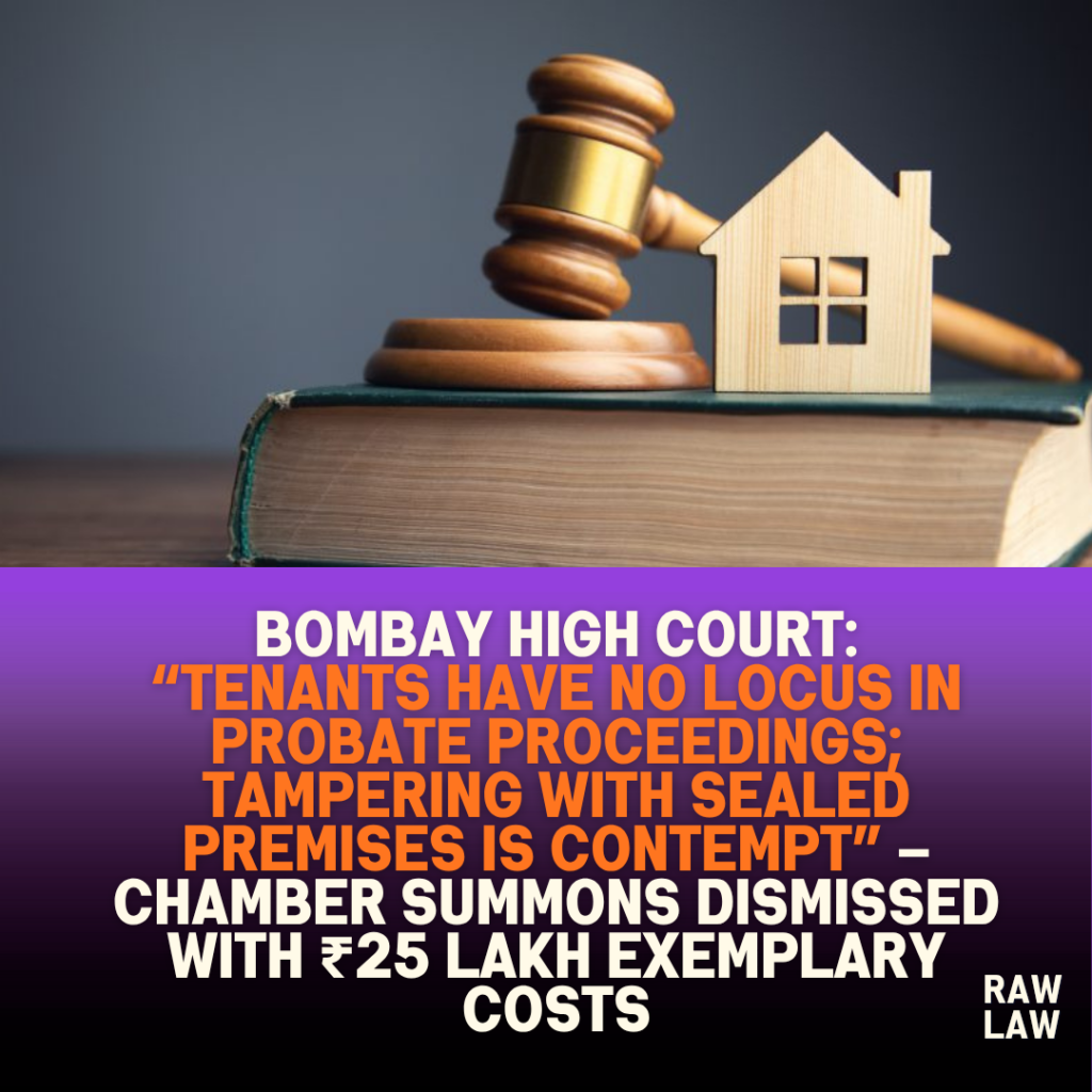 Bombay High Court: “Tenants have no locus in probate proceedings; tampering with sealed premises is contempt” – Chamber Summons dismissed with ₹25 lakh exemplary costs
