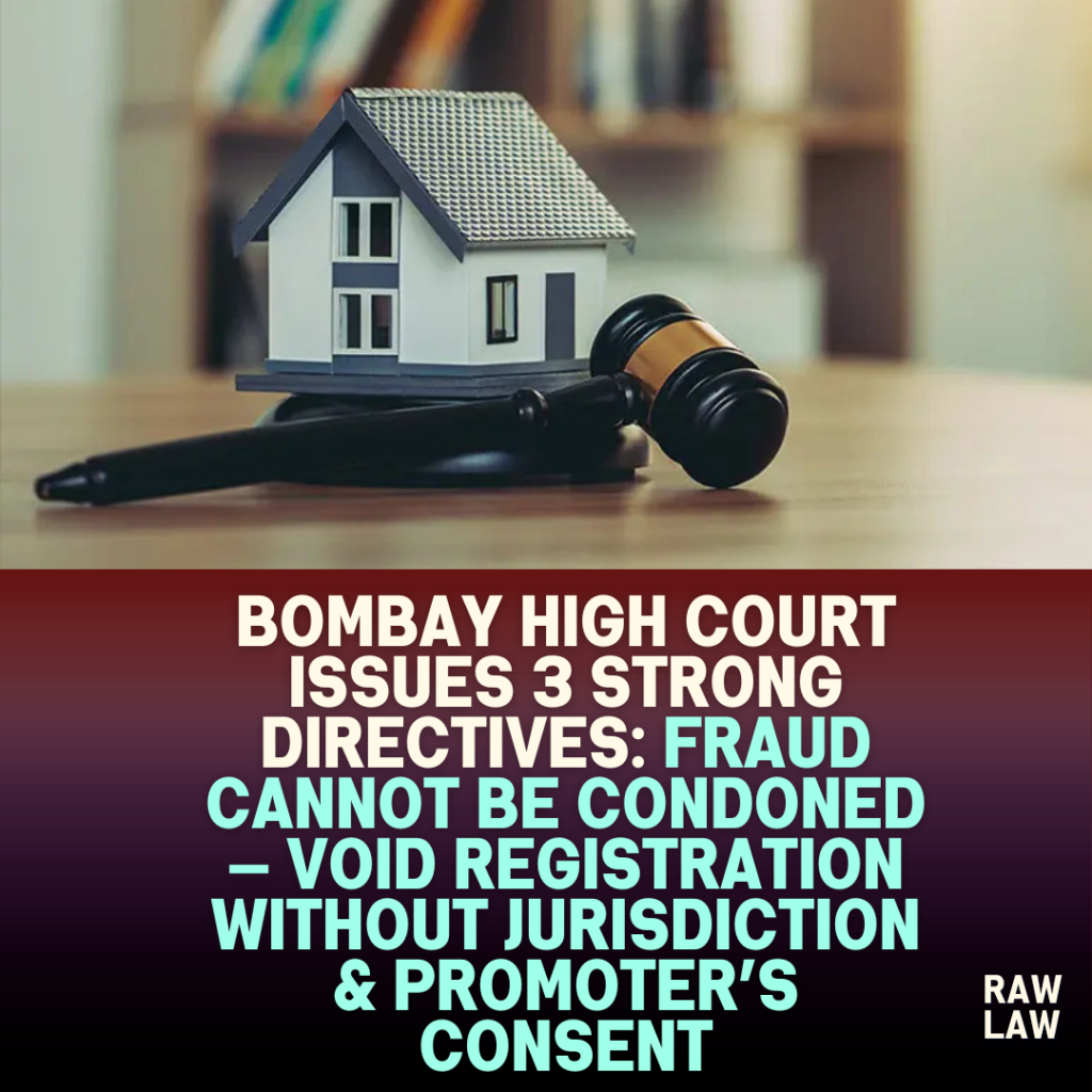 Bombay High Court Issues 3 Strong Directives: Fraud Cannot Be Condoned — Void Registration Without Jurisdiction & Promoter’s Consent