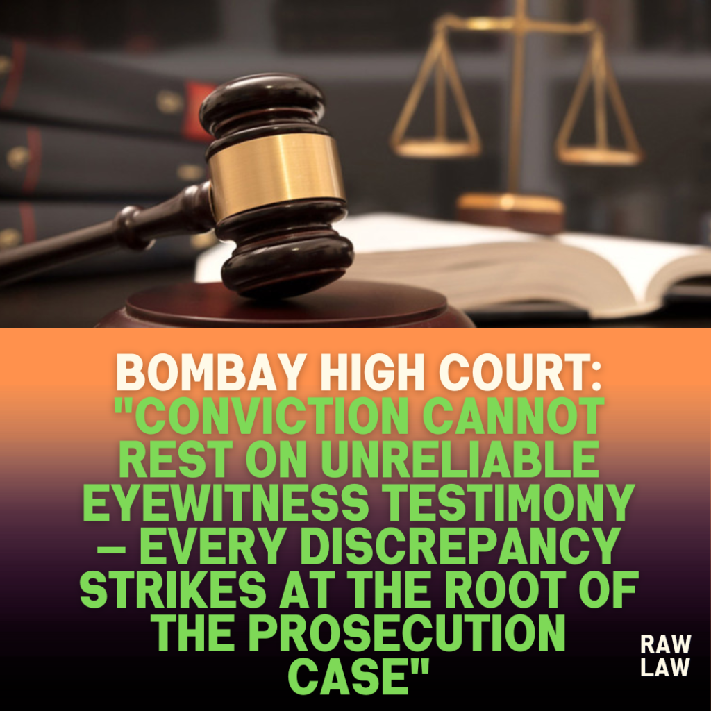 Bombay High Court: "Conviction Cannot Rest on Unreliable Eyewitness Testimony — Every Discrepancy Strikes at the Root of the Prosecution Case" 1 Bombay High Court: “Conviction Cannot Rest on Unreliable Eyewitness Testimony — Every Discrepancy Strikes at the Root of the Prosecution Case”