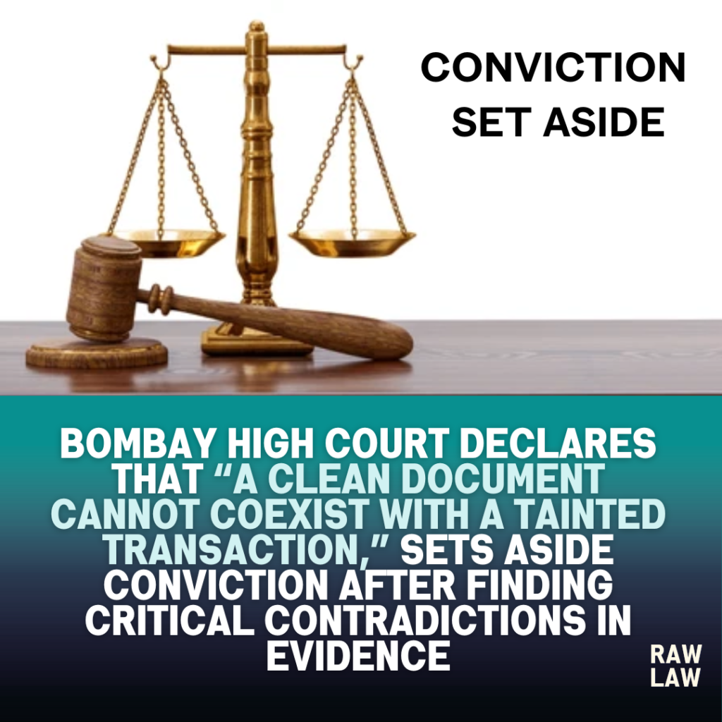 Bombay High Court Declares That “A Clean Document Cannot Coexist With a Tainted Transaction,” Sets Aside Conviction After Finding Critical Contradictions in Evidence 1 set aside