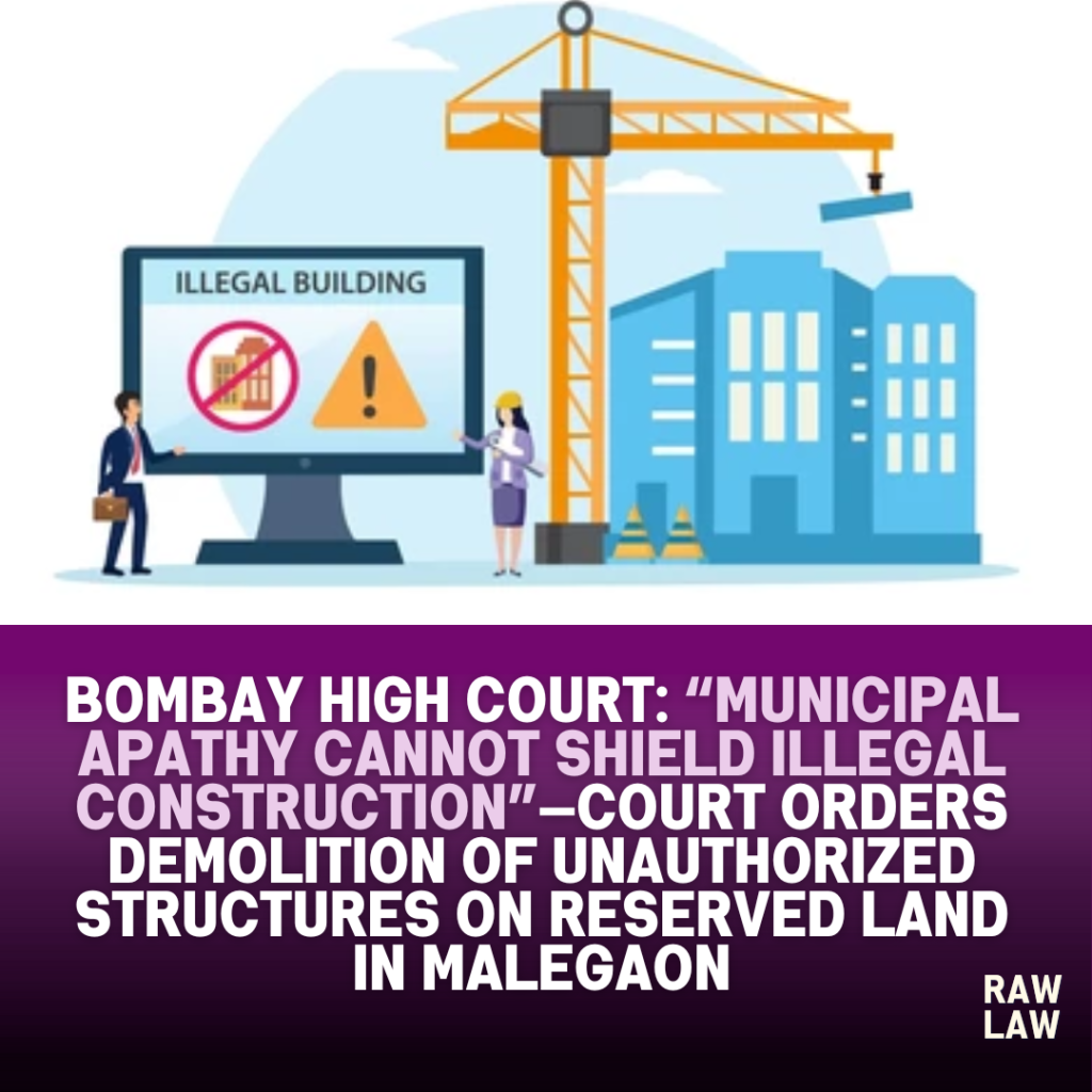 Bombay High Court: “Municipal Apathy Cannot Shield Illegal Construction”—Court Orders Demolition of Unauthorized Structures on Reserved Land in Malegaon 1 illegal constructiona