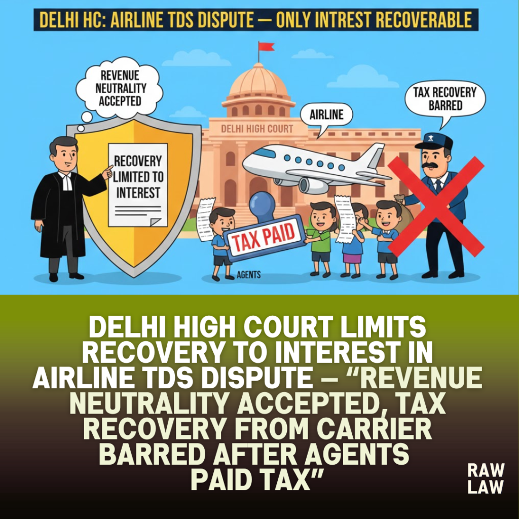 Delhi High Court limits recovery to interest in airline TDS dispute — revenue neutrality accepted, tax recovery from carrier barred after agents paid tax