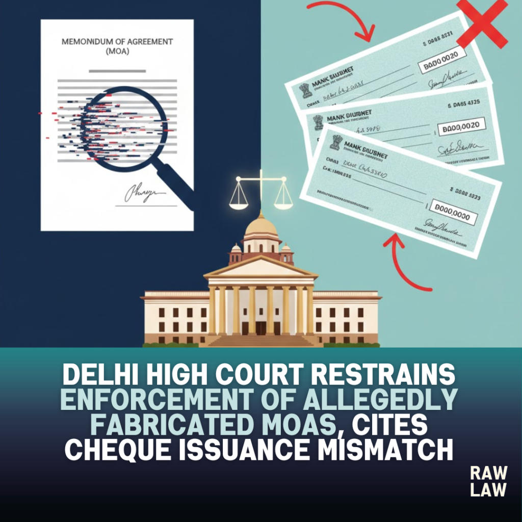 Delhi High Court restrains enforcement of allegedly fabricated MOAs, cites cheque issuance mismatch 1 fabricated MOAs