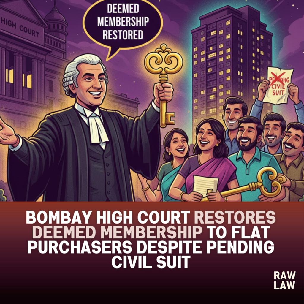 Bombay High Court restores deemed membership to flat purchasers despite pending civil suit 5 deemed membership