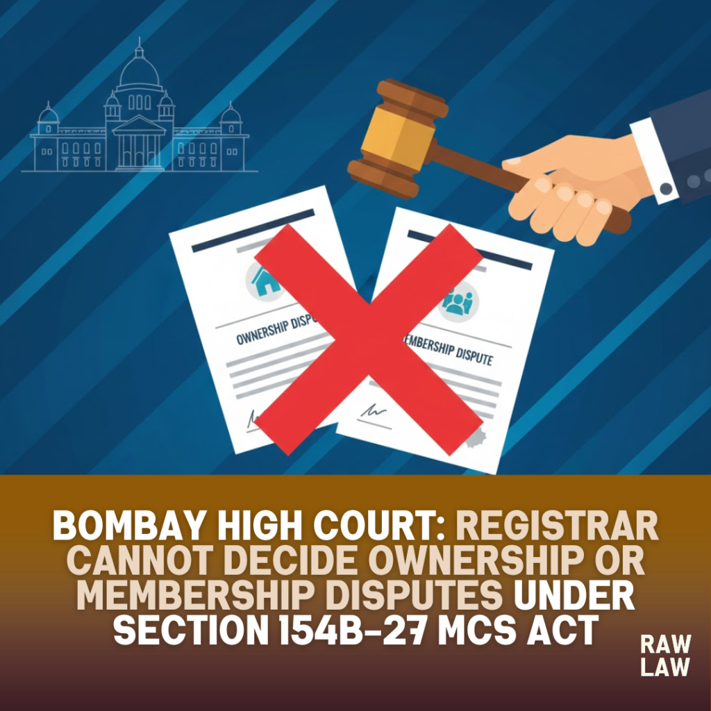 Bombay High Court: Registrar cannot decide ownership or membership disputes under Section 154B-27 MCS Act 1 membership dispute