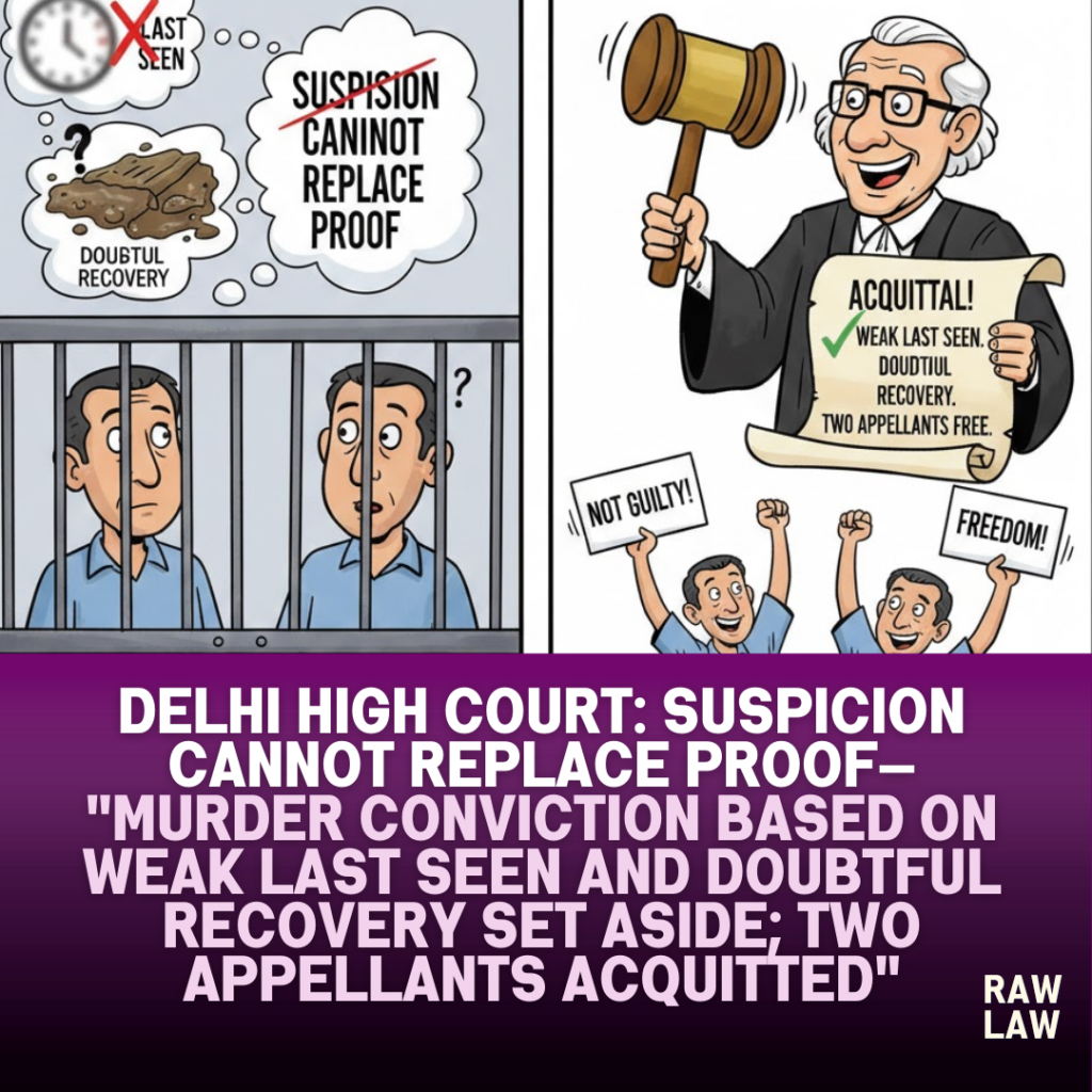 Delhi High Court: Suspicion cannot replace proof— "Murder conviction based on weak last seen and doubtful recovery set aside; two appellants acquitted" 1 proof