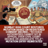 Court restores mutation based on decree.