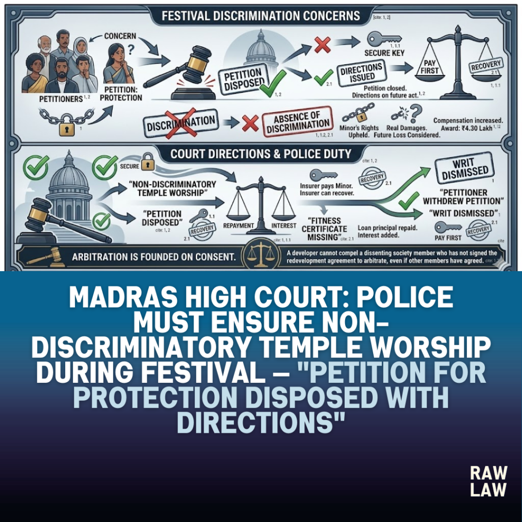Madras High Court: Police must ensure non-discriminatory temple worship during festival — "Petition for protection disposed with directions" 54 temple worship