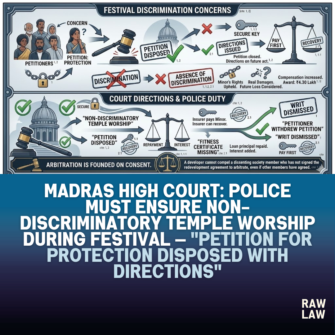 Madras High Court: Police must ensure non-discriminatory temple worship during festival — "Petition for protection disposed with directions" 64 temple worship