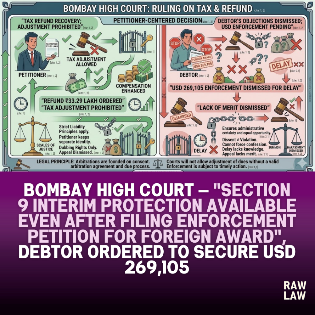 Bombay High Court — "Section 9 interim protection available even after filing enforcement petition for foreign award", debtor ordered to secure USD 269,105 1 section 9 interim protection