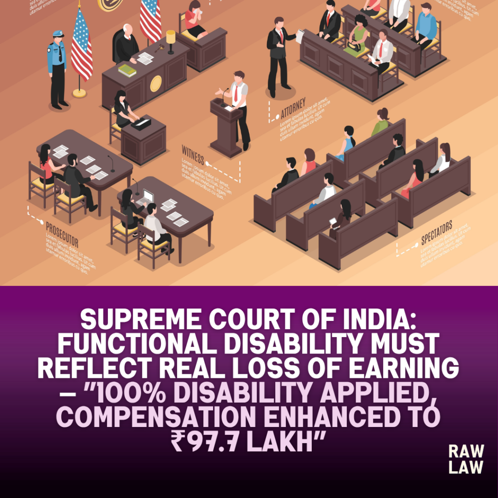 Supreme Court of India: Functional disability must reflect real loss of earning—100% disability applied, compensation enhanced to ₹97.7 lakh 1 functional disability