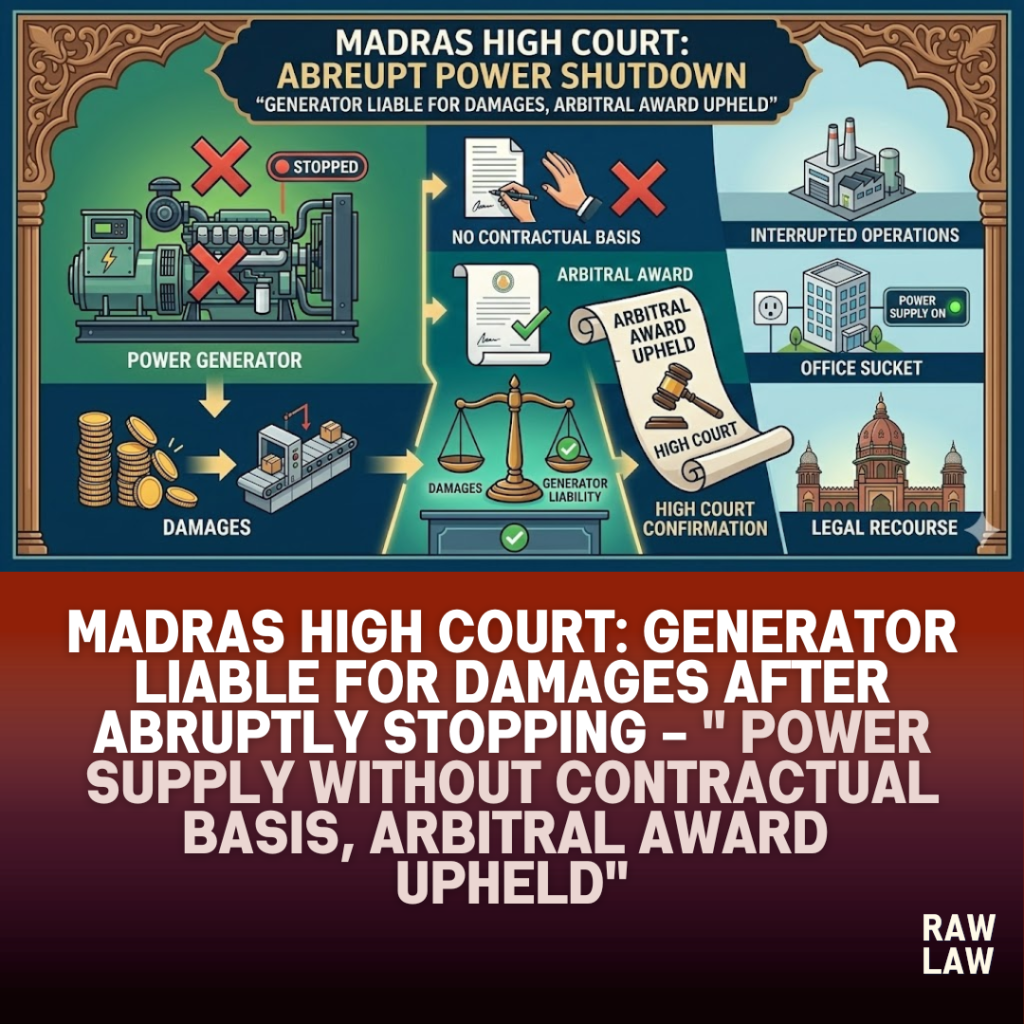 Madras High Court: Generator liable for damages after abruptly stopping - " Power supply without contractual basis, arbitral award upheld" 59 generator