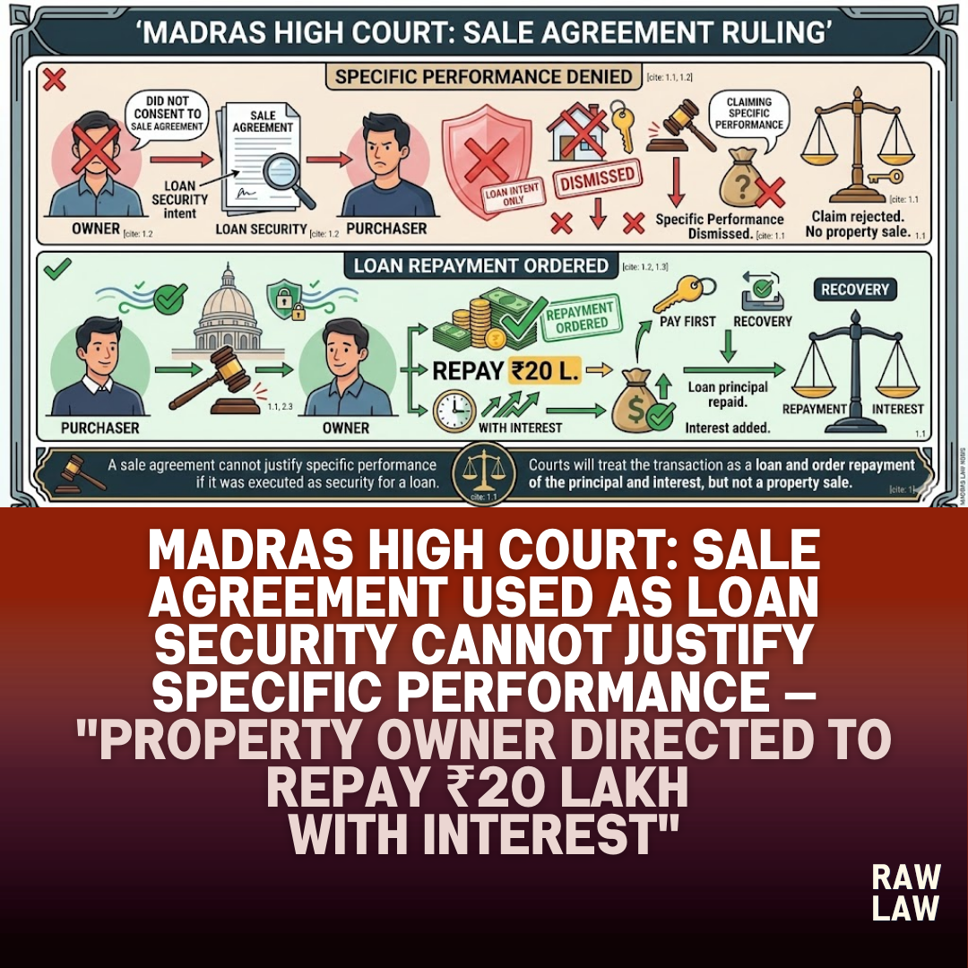 Madras High Court: Sale agreement used as loan security cannot justify specific performance — "Property owner directed to repay ₹20 lakh with interest" 61 sale agreement