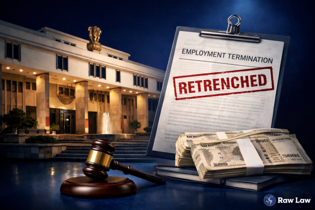 Delhi High Court substitutes reinstatement with ₹11 lakh compensation in illegal retrenchment case — “240 days proved; non-compliance with Section 25F fatal, but regularisation beyond reference”; award partly modified 1 Delhi High Court substitutes reinstatement with ₹11 lakh compensation in illegal retrenchment case — “240 days proved; non-compliance with Section 25F fatal, but regularisation beyond reference”; award partly modified