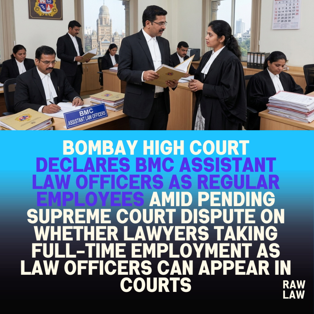Bombay High Court Declares BMC Assistant Law Officers As Regular Employees Amid Pending Supreme Court Dispute On Whether Lawyers Taking Full-Time Employment As Law Officers Can Appear In Courts: “It Cannot Be Believed That Corporation Is Not In Need Of Law Officers”; Promotion Consideration Directed