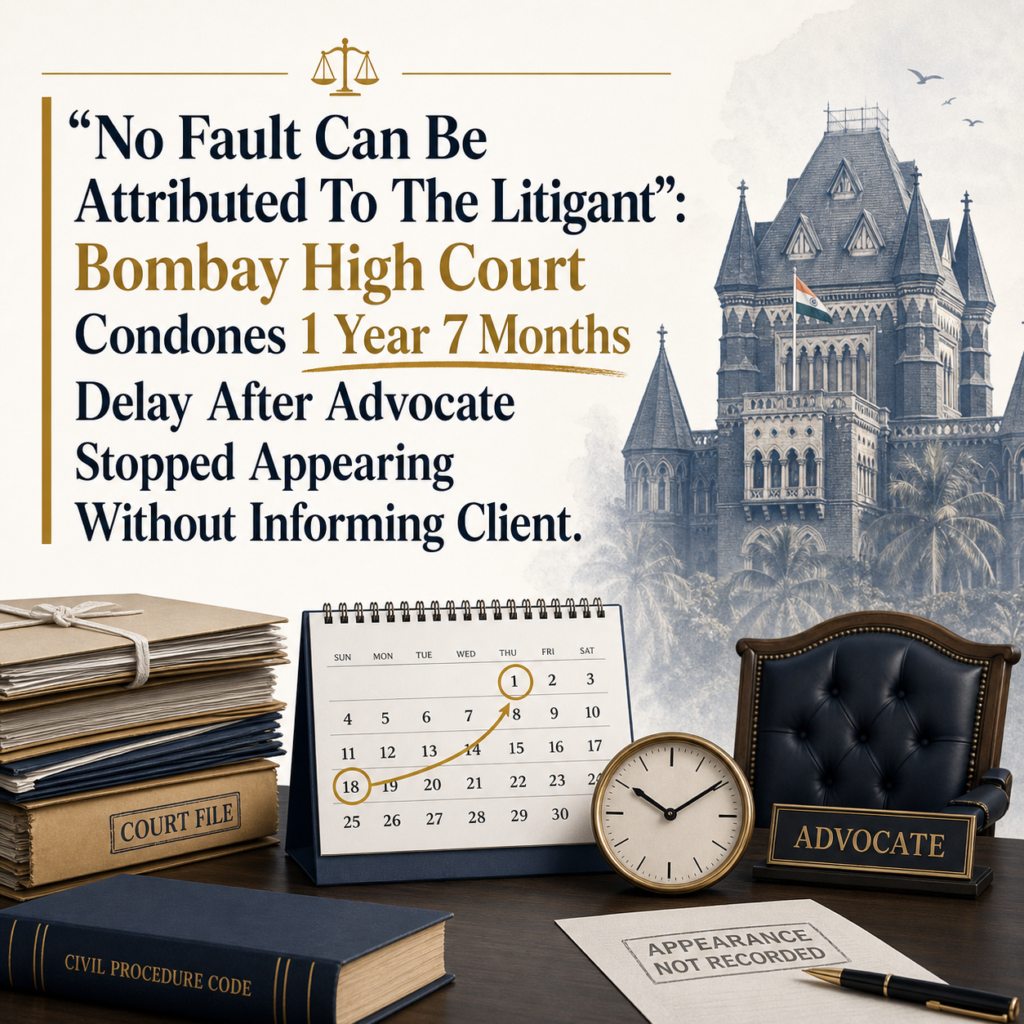 “No Fault Can Be Attributed To The Litigant”: Bombay High Court Condones 1 Year 7 Months Delay After Advocate Stopped Appearing Without Informing Client