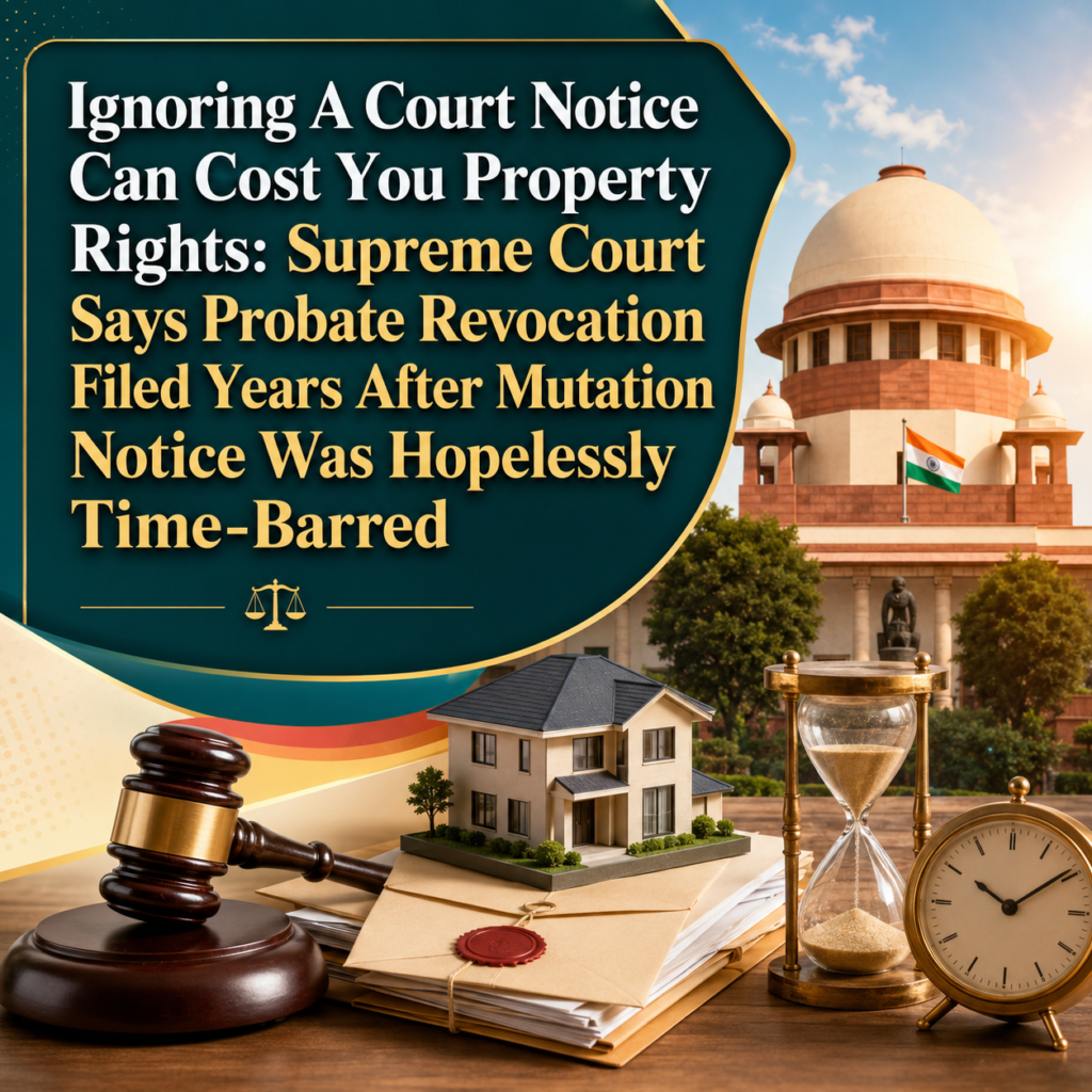 Ignoring A Court Notice Can Cost You Property Rights: Supreme Court Says Probate Revocation Filed Years After Mutation Notice Was Hopelessly Time-Barred 1 ChatGPT Image Jun 12 2026 12 56 22 PM