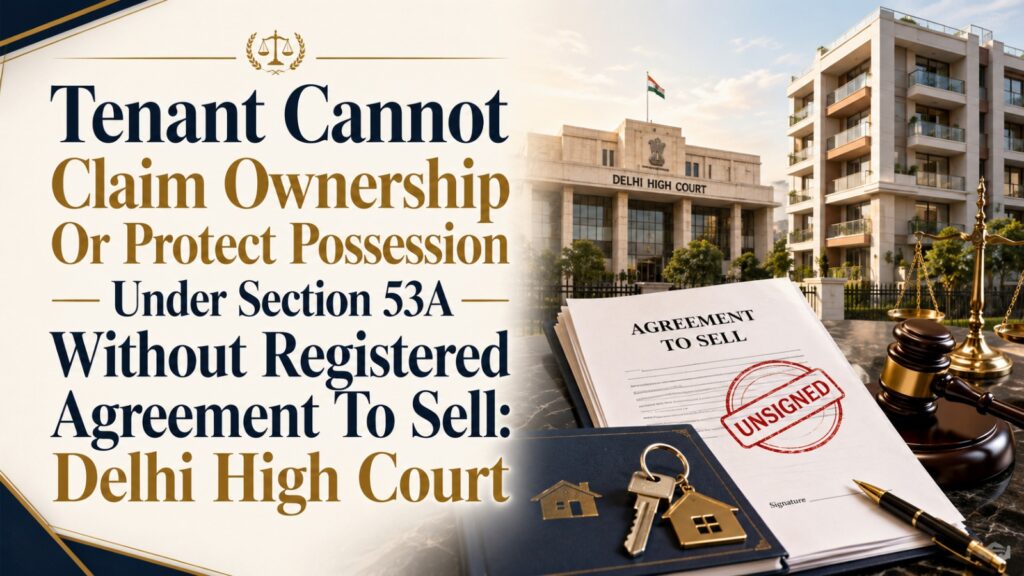 Tenant Cannot Claim Ownership Or Protect Possession Under Section 53A Without Registered Agreement To Sell: Delhi High Court 1 WhatsApp Image 2026 06 11 at 3.23.17 PM