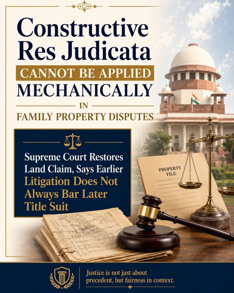 Constructive Res Judicata Cannot Be Applied Mechanically In Family Property Disputes; Supreme Court Restores Land Claim, Says Earlier Litigation Does Not Always Bar Later Title Suit 1 WhatsApp Image 2026 06 11 at 5.11.04 PM