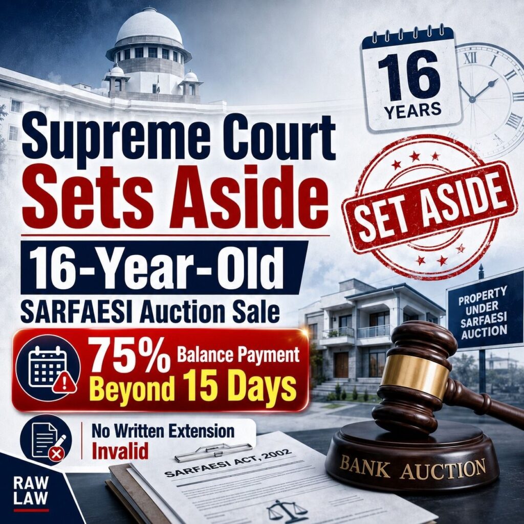 Supreme Court Sets Aside 16-Year-Old SARFAESI Auction Sale: Says 75% Balance Payment Beyond 15 Days Without Written Extension Invalid 1 photo 6145251602852418171 y